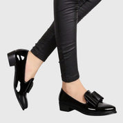 Marianne Foxton | Patent Vegan Leather Bow Loafers