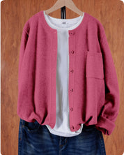 Annabel Ashcombe | Rose Pink Knitted Button-Front Cardigan