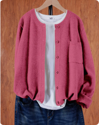 Annabel Ashcombe | Rose Pink Knitted Button-Front Cardigan