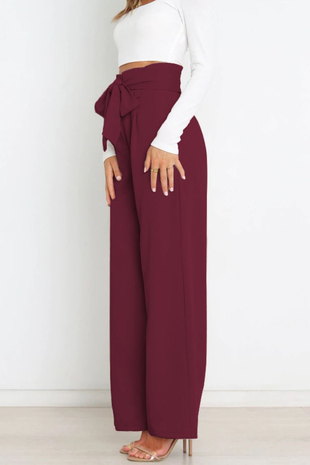 Isabelle Fontaine | Navy High Waist Paperbag Trousers with Bow Detail