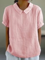 Charlotte Monroe | Casual Linen Collar Blouse For Women