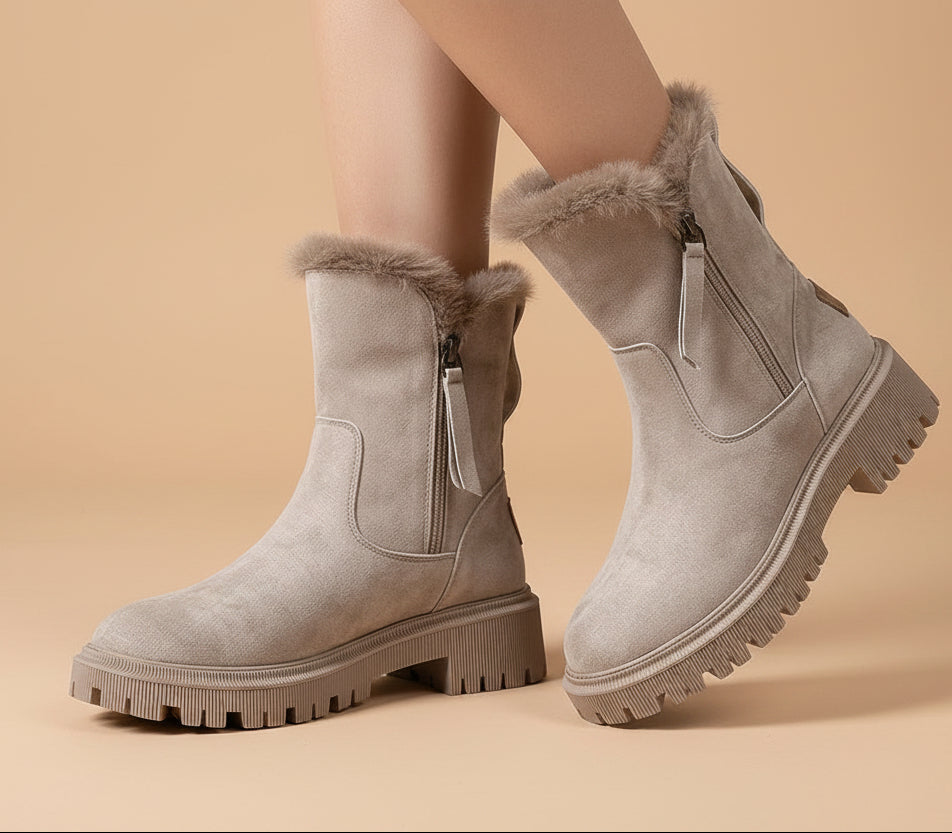 Arabella Hughes | Fur Trim Suede Ankle Boots