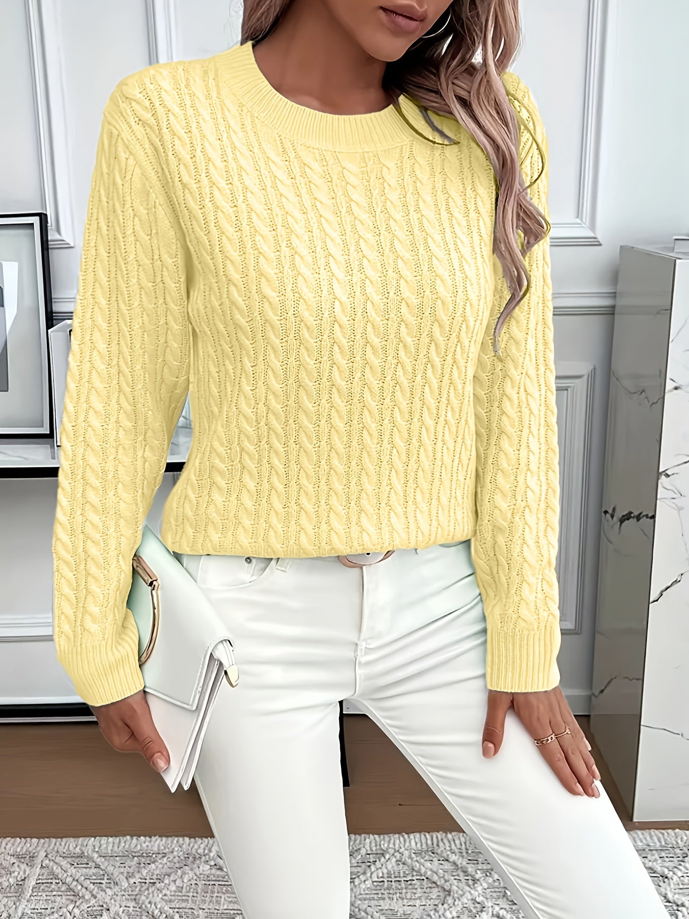 Louisa Bramley | Cable-Knit Round Neck Sweater