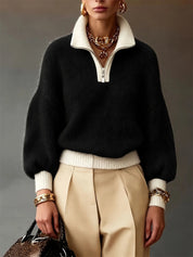 Sophia Pemberton | Lilac Quarter-Zip Knit Jumper