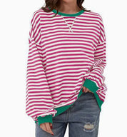 Millicent Turner | Striped Oversized Round Neck Sweatshirt
