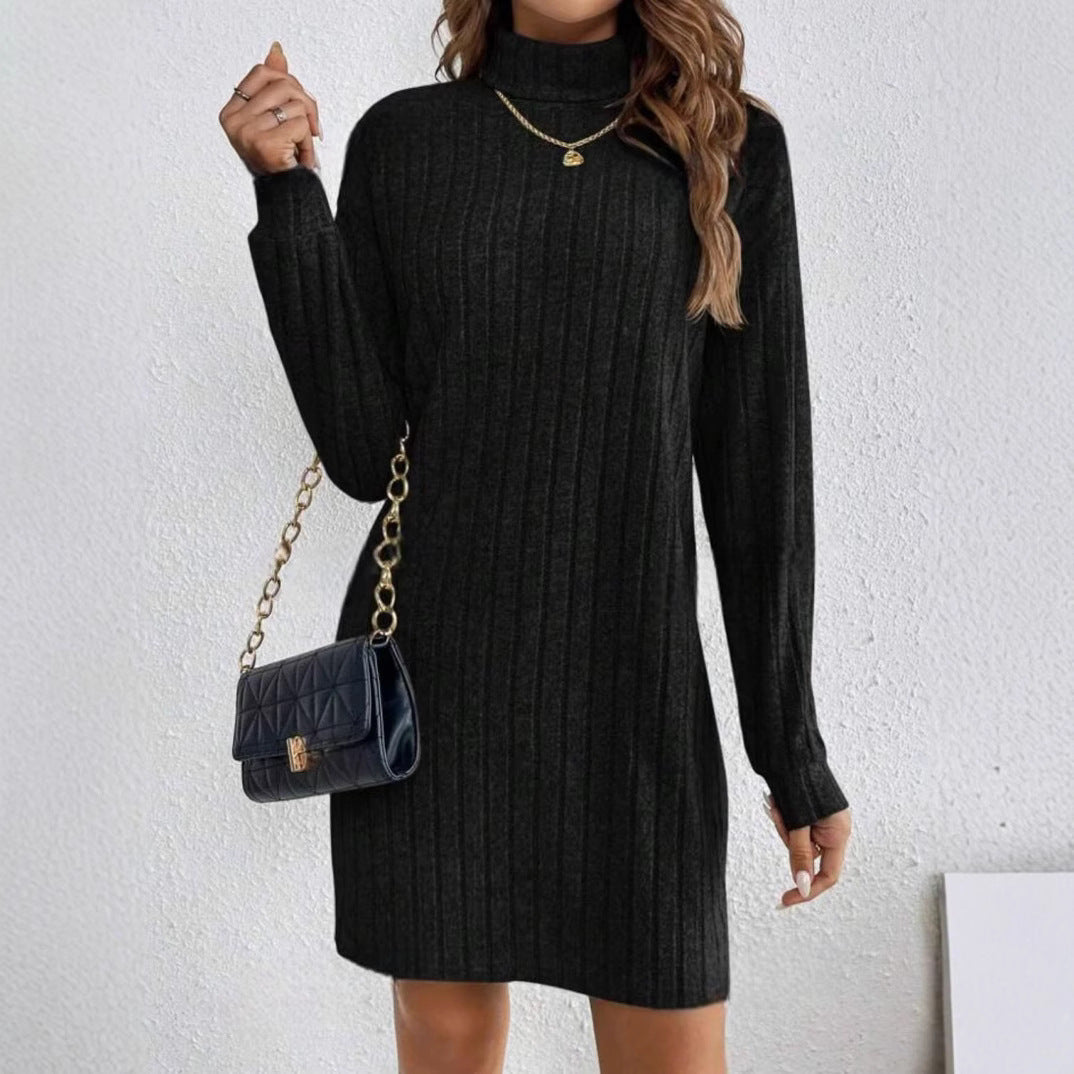 Edith Morris | Ribbed Turtleneck Sweater Dress