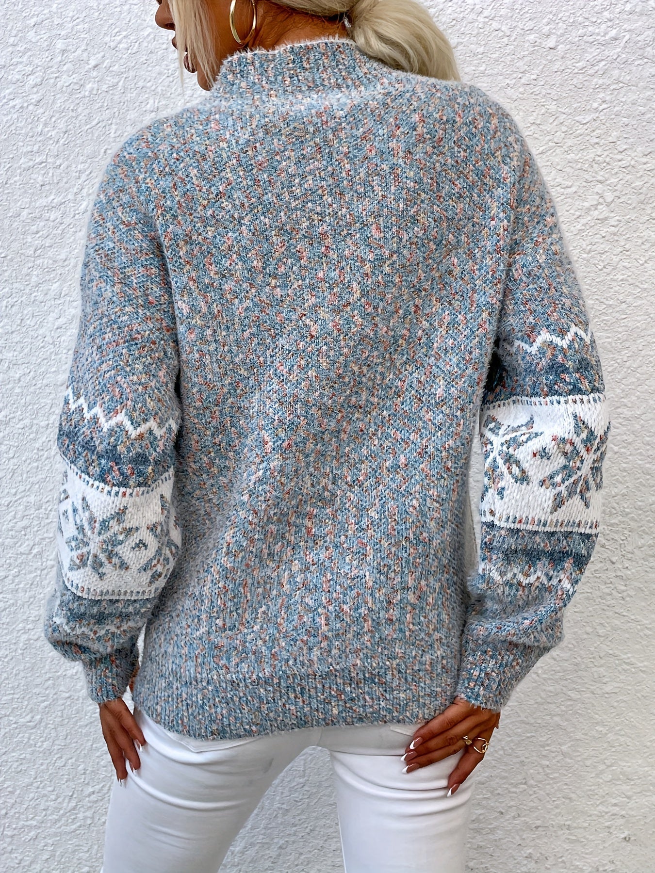 Bridget Faulkner | Cozy Snowflake Mock-Neck Sweater