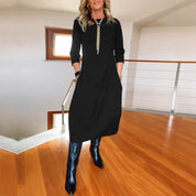 Penelope Hill | Green Round-Neck Midi Dress