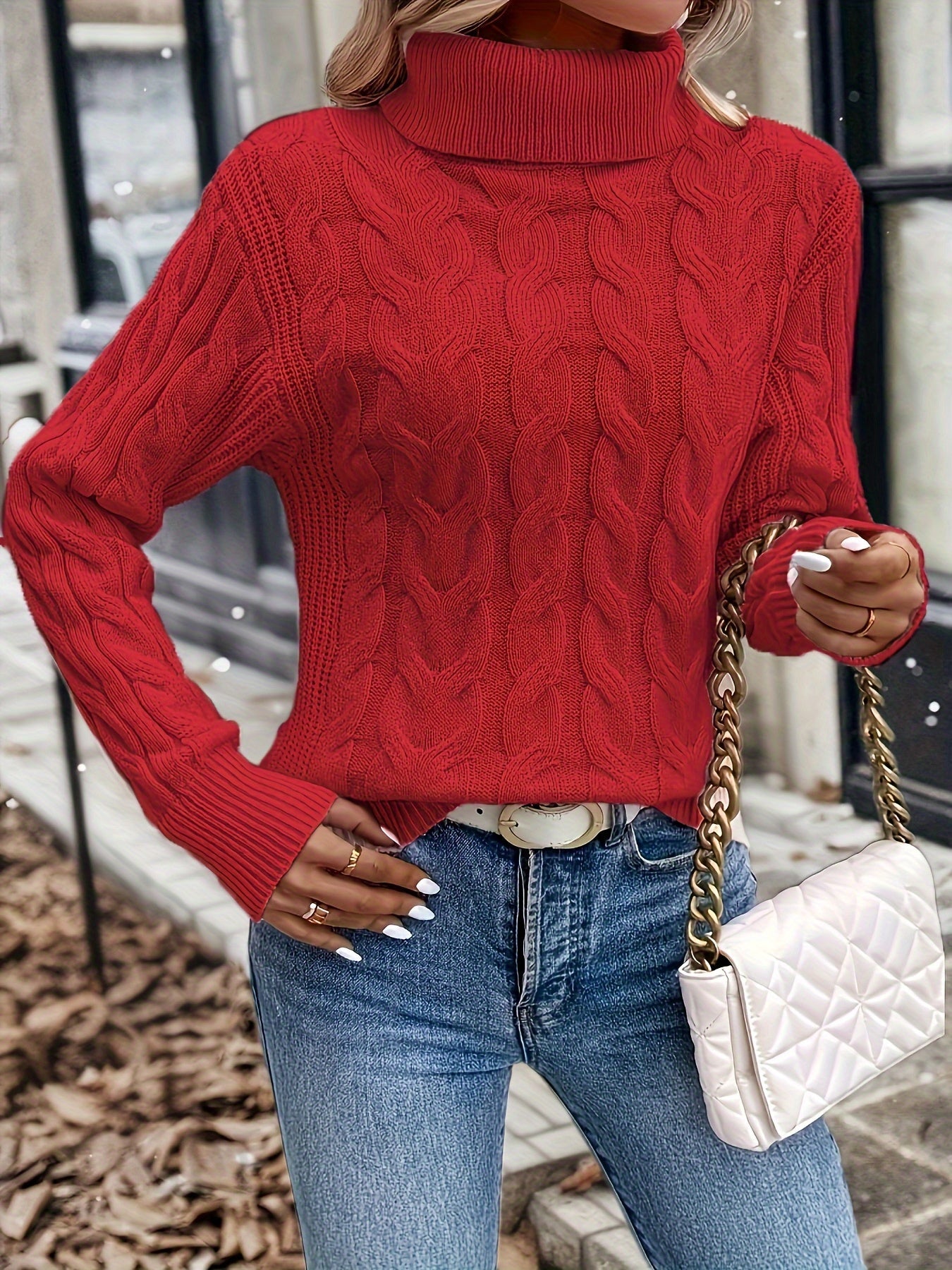 Freya Clarke | Cozy Cable-Knit Turtleneck Sweater