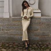 Beatrice Sutcliffe | Ribbed Knit Collared Midi Dress