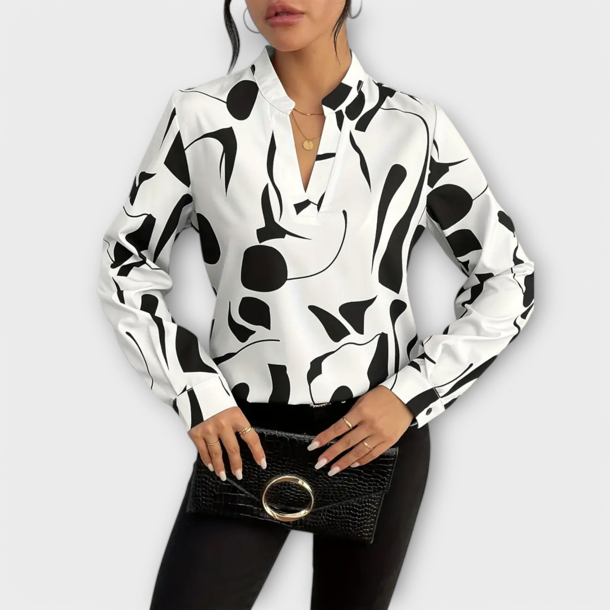 Eleanor Stanmore | Abstract Print Blouse With Split Neckline