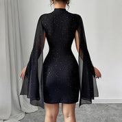 Vivienne Monroe | Glitter Cape Sleeve Mini Dress For Women