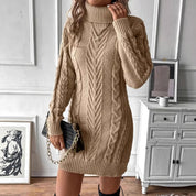 Grace Williams | Cable Knit Turtleneck Sweater Dress