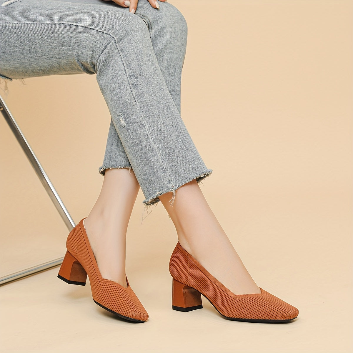 Cecily Clarke | Textured Block Heel Pumps With Arch Support