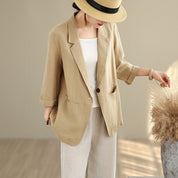 Harriet Morris | Cotton-Linen Three-Quarter Sleeve Blazer Jacket For Women