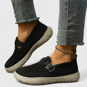 Rosalind Kemp | Cushioned Knit Loafers With Buckle Strap