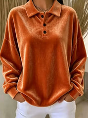 Victoria Cooper | Pink Velvet Long-Sleeve Polo Shirt