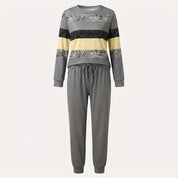 Edith Hall | Ensemble haut à sequins rayés et pantalon jogger