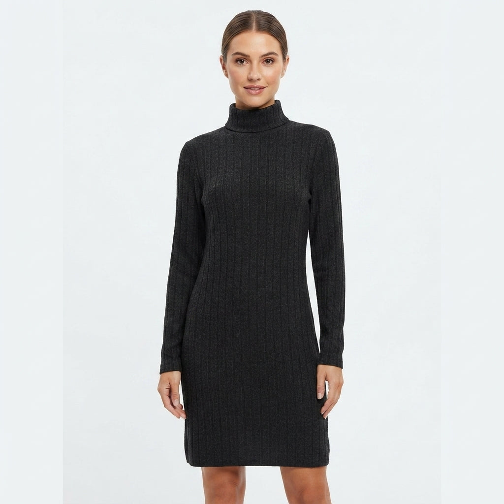Edith Morris | Ribbed Turtleneck Sweater Dress