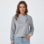 Edith Sutherland | Asymmetrical Button-Front Sweatshirt