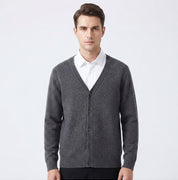 Edmund Galveston | Cardigan en maille beige à boutons sur le devant pour homme