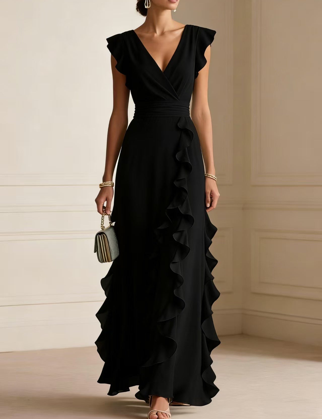 Emilia Whitmore | Elegant Ruffle Maxi Dress For Women