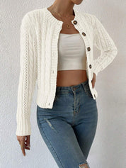 Clementine Ashford | Grey Cable Knit Button-Front Cardigan