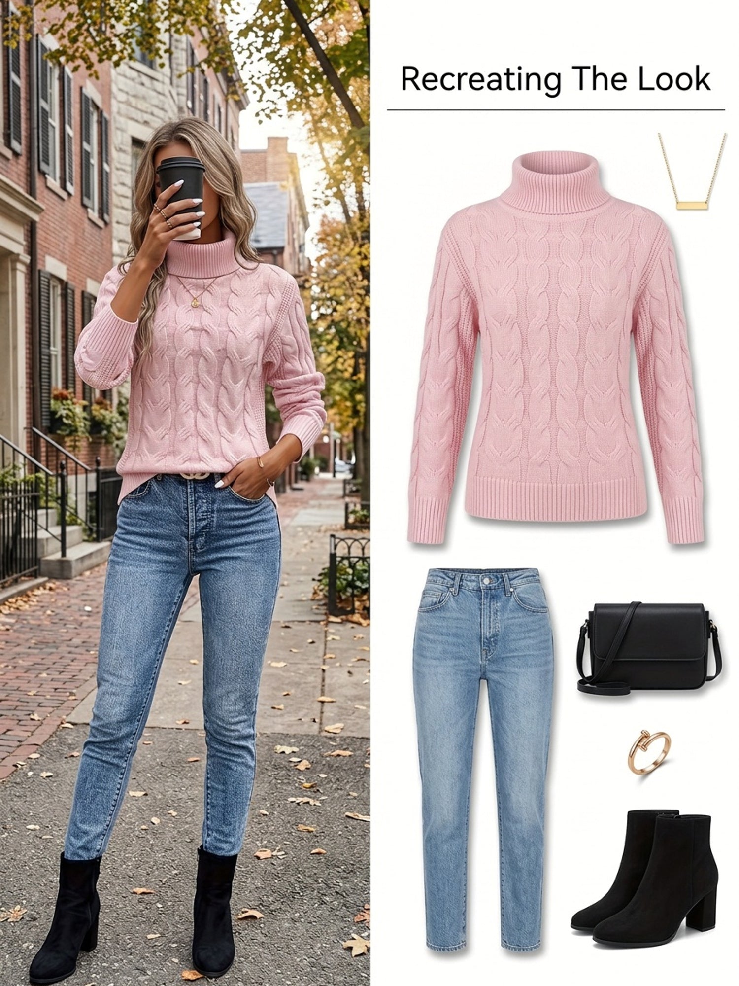 Freya Clarke | Cozy Cable-Knit Turtleneck Sweater