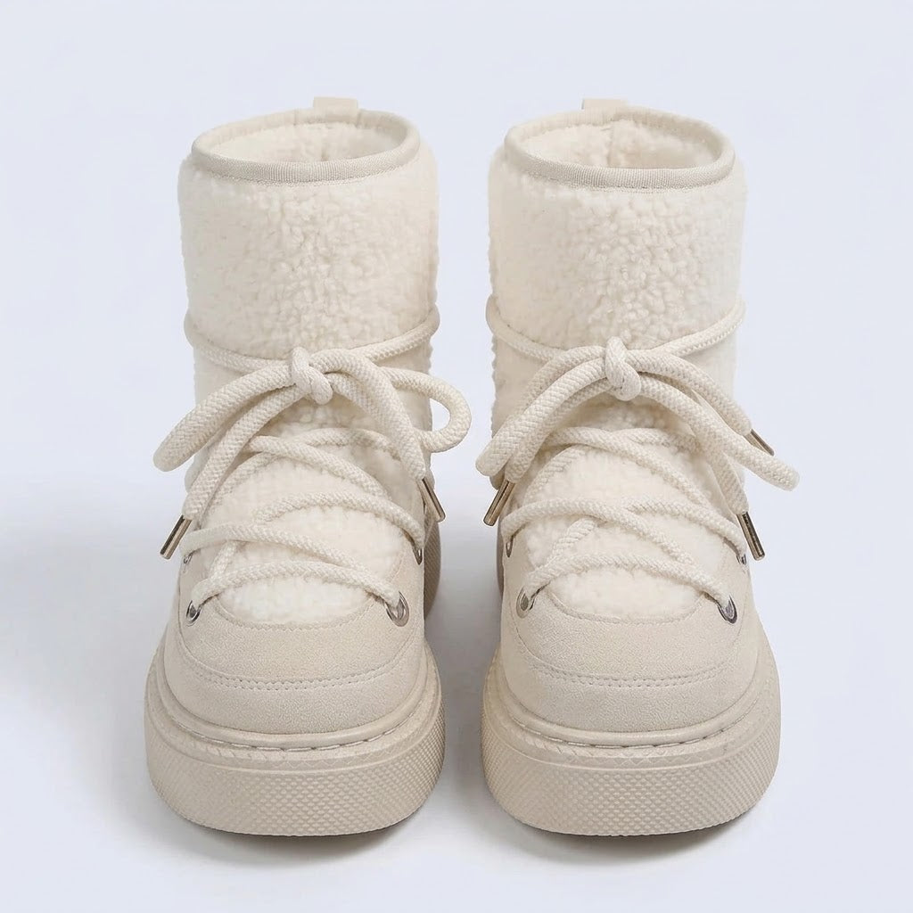 Eleanor Thompson | Sherpa Lace-Up Platform Ankle Boots