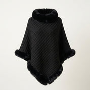 Eleanor Wren | Faux Fur Collar Knit Cape For Women