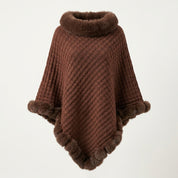 Eleanor Wren | Faux Fur Collar Knit Cape For Women
