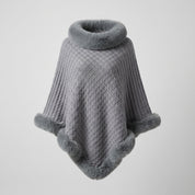 Eleanor Wren | Faux Fur Collar Knit Cape For Women