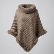 Eleanor Wren | Faux Fur Collar Knit Cape For Women