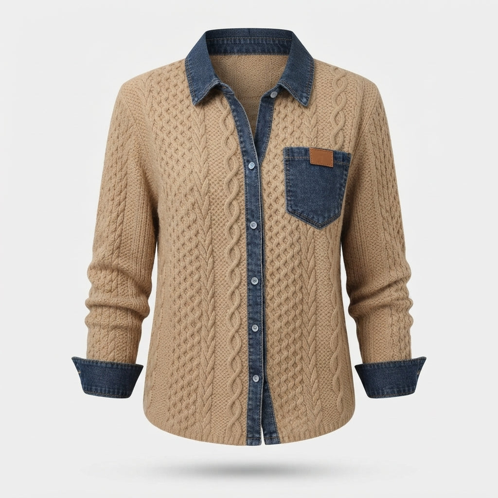 Eliza Kingsley | Textured Contrast Knit Shirt