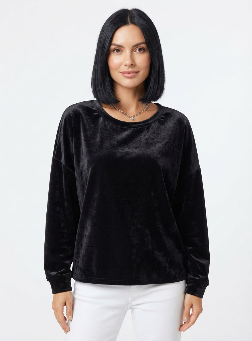 Eloise Bell | Relaxed Velvet Long Sleeve Blouse