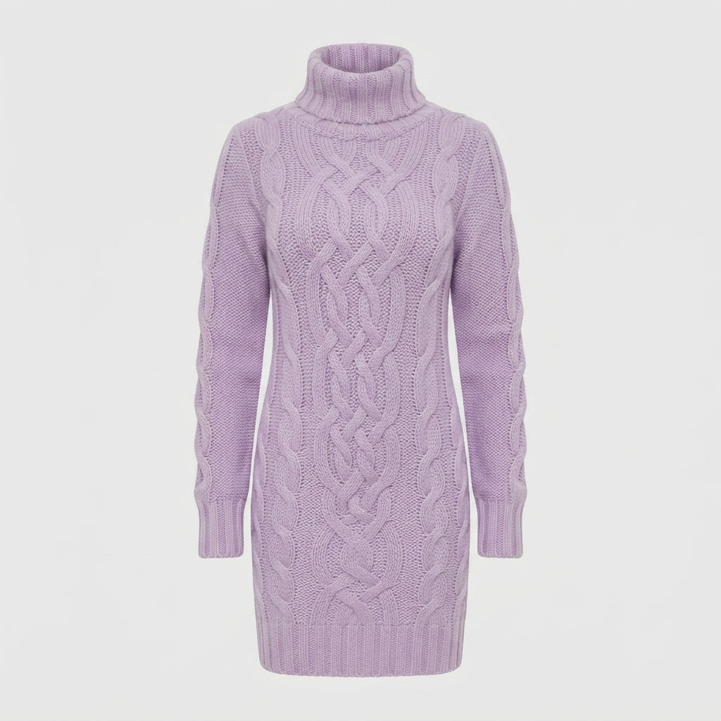 Elspeth Fraser | Cable-Knit Turtleneck Sweater Dress