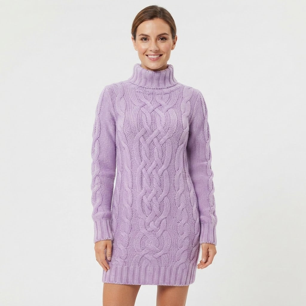 Elspeth Fraser | Cable-Knit Turtleneck Sweater Dress