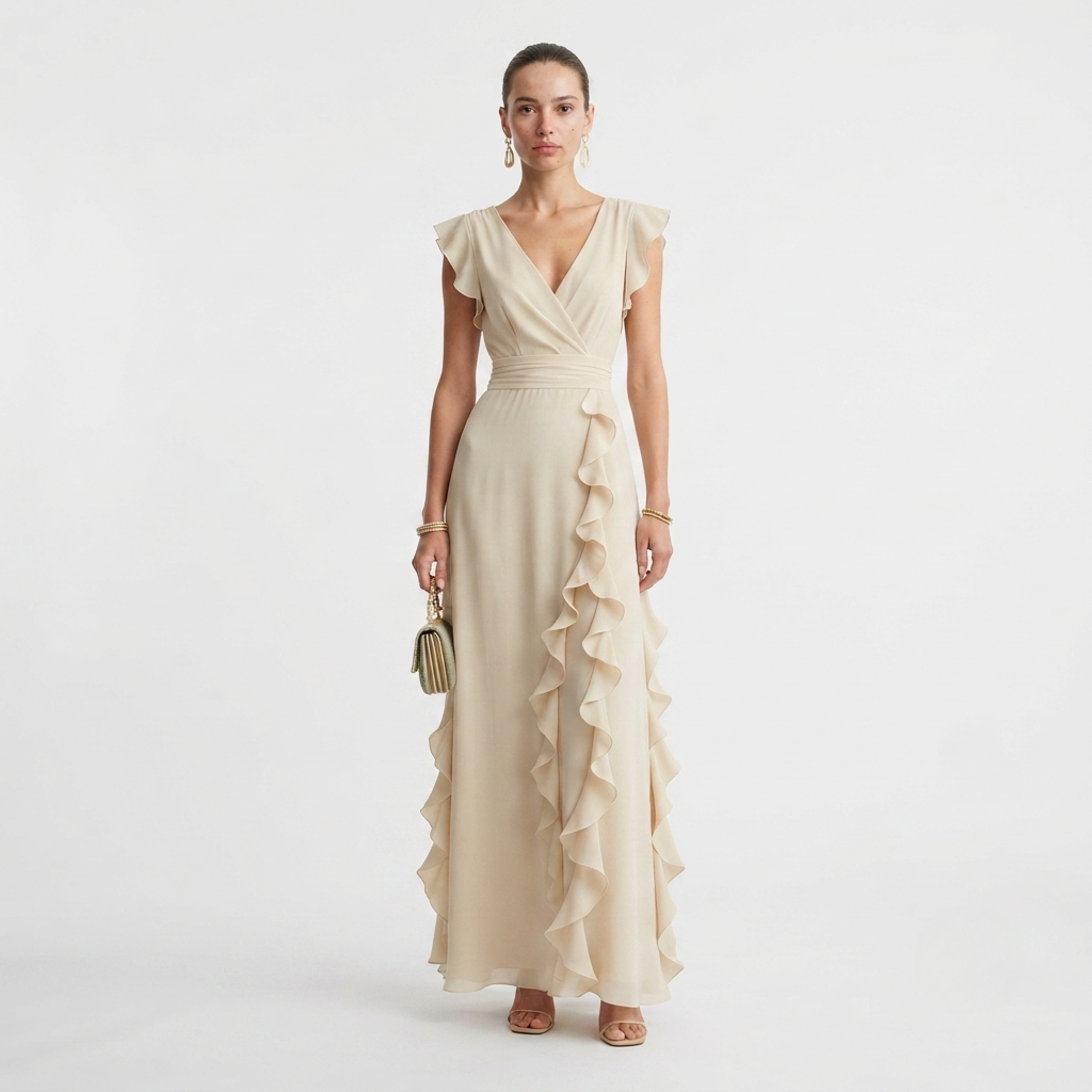 Emilia Whitmore | Robe longue élégante à volants pour femme