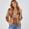 Emmeline Foster | 3D Floral Textured Round Neck Top - Brown
