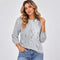 Emmeline Foster | 3D Floral Textured Round Neck Top - Light Grey