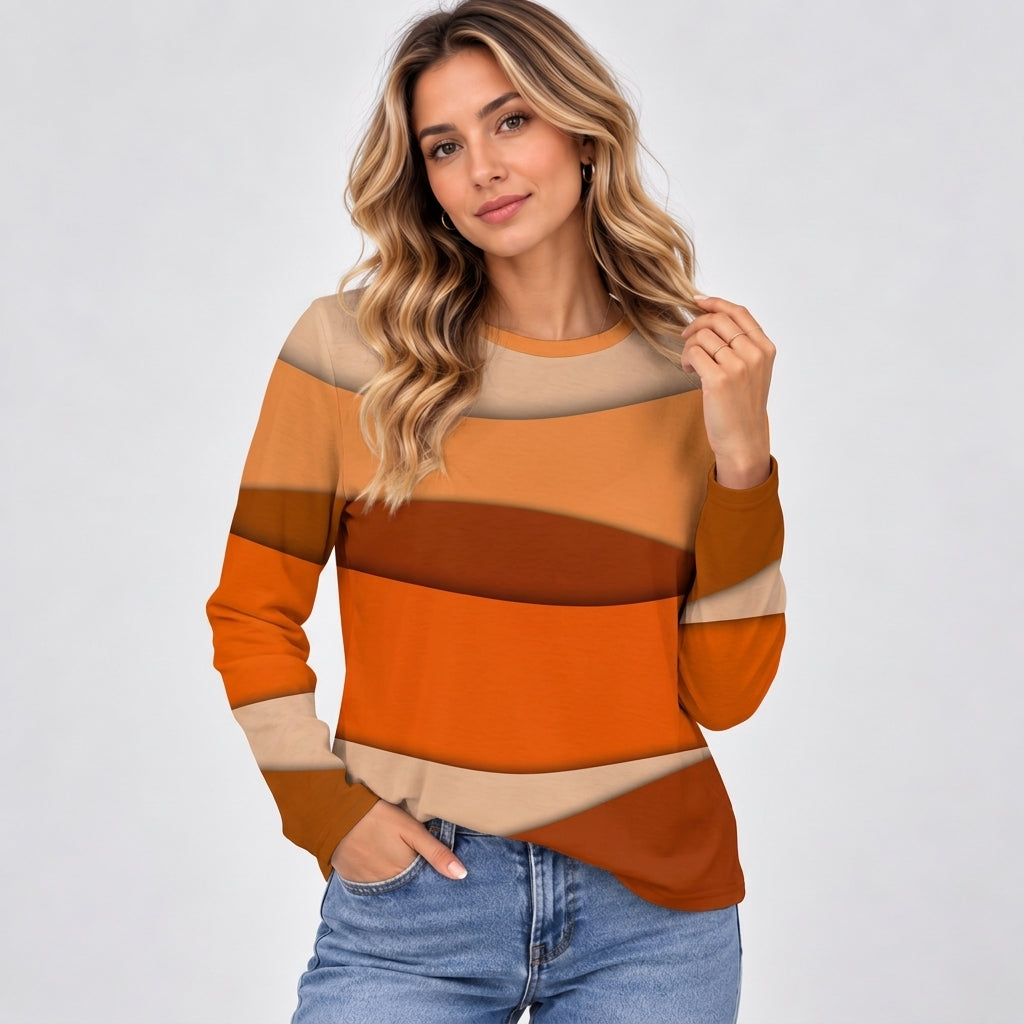 Emmeline Foster | 3D Floral Textured Round Neck Top - Orange