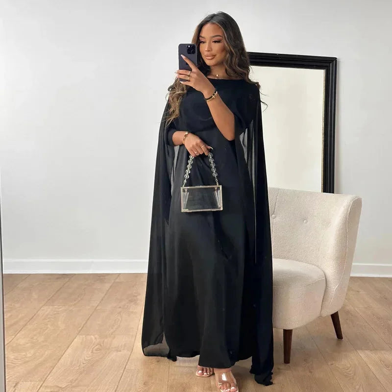 Eleanor Fairfax | Robe longue cape drapée
