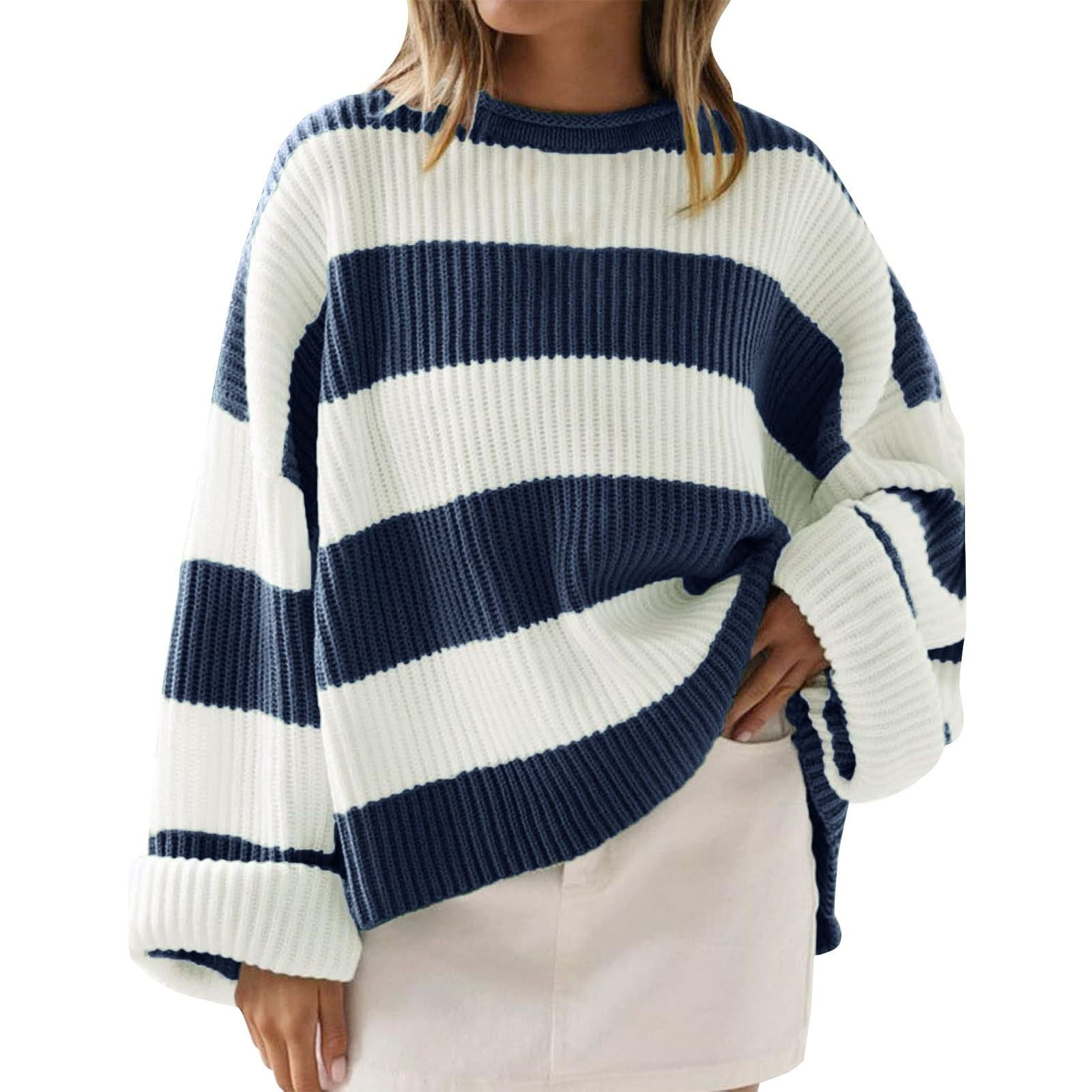 Isobel Kerr | Striped Oversized Batwing Sleeve Jumper