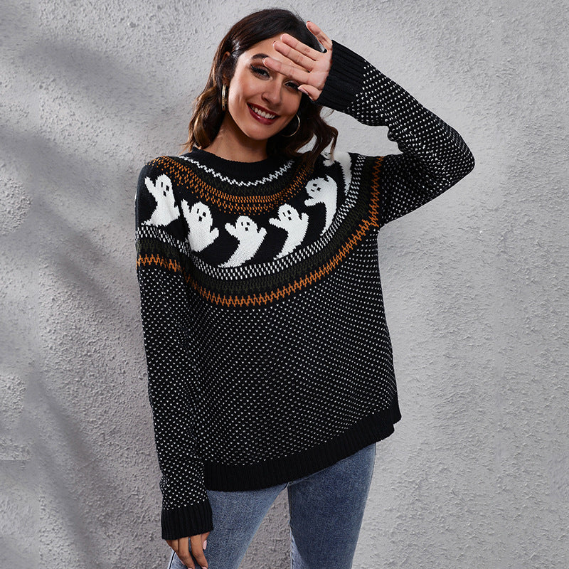 Bone Chill | Pull d’Halloween tête de mort pour femme