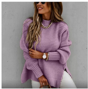 Catriona Mackenzie | Ribbed Knit Side-Slit Sweater