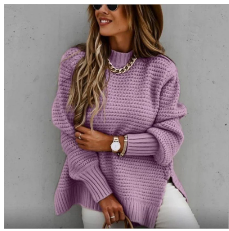 Catriona Mackenzie | Ribbed Knit Side-Slit Sweater