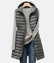 Phoebe Edwards | Navy Quilted Longline Hooded Gilet