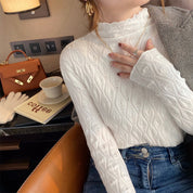 Florence Hughes | Ribbed Knit Turtleneck Top in Ivory