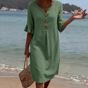 Eleanor Ashford | Casual Button Midi Dress For Women