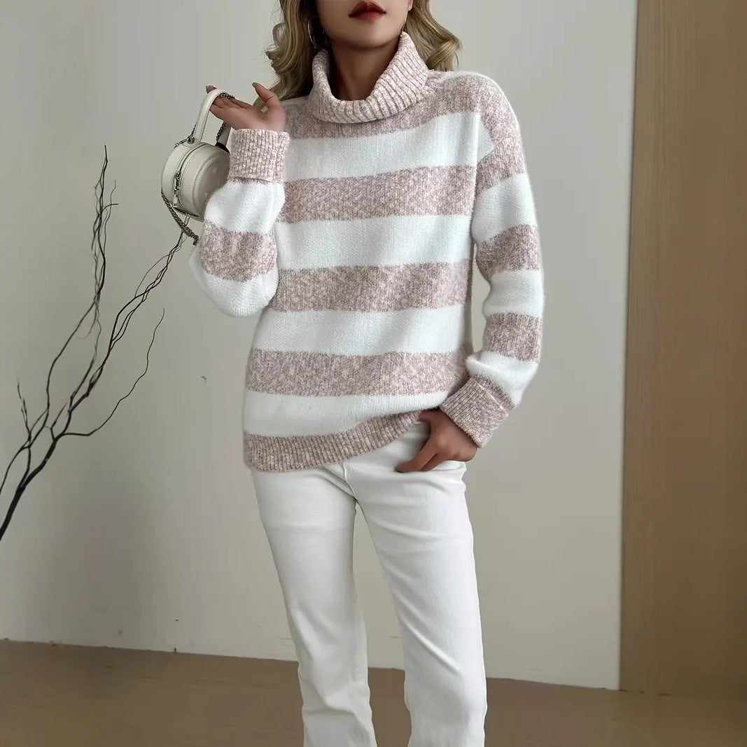 Rosalind Fletcher | Chenille Striped Turtleneck Sweater
